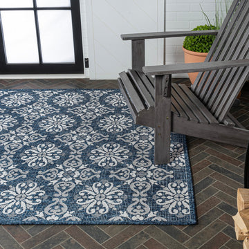 Amora Traditional Mediterranean Tile Design Indoor/Outdoor Area Rug